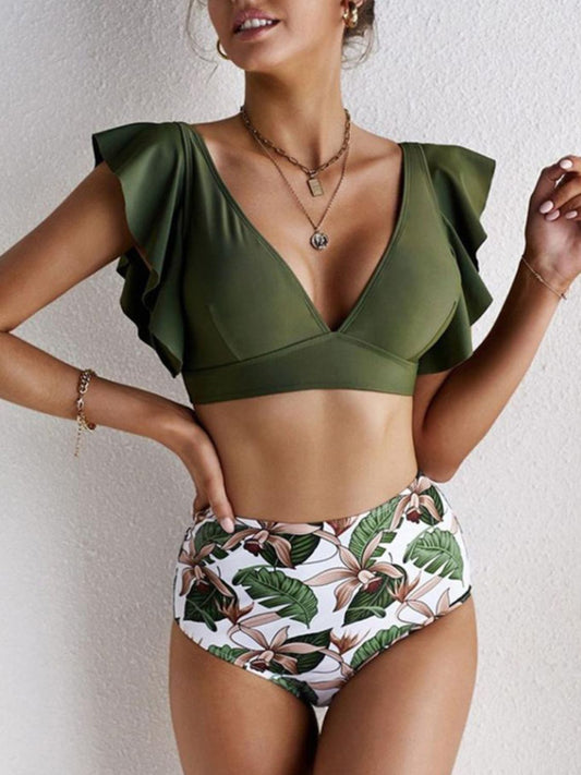 Evergreen V-Neck Two-Piece Swim Set